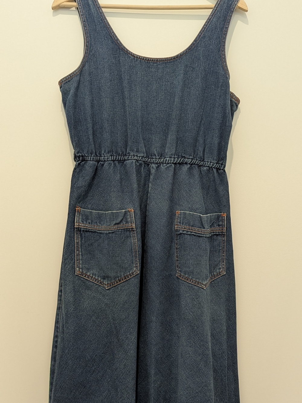 VINTAGE Denim Midi Dress with Front Pockets
